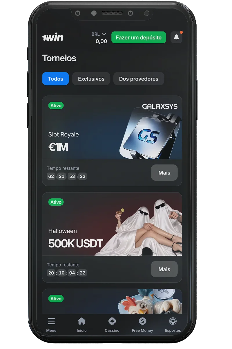 Captura de tela de um cassino online em um celular