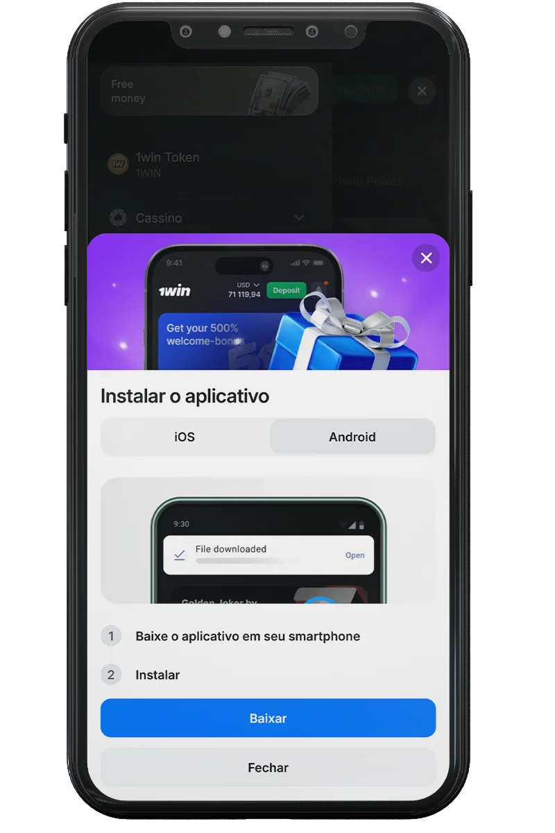 Captura de tela de um cassino online em um celular
